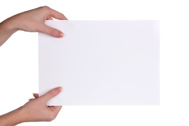 Hands and paper isolated on white clipart