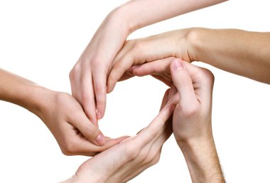 Group of young 's hands isolated on white clipart