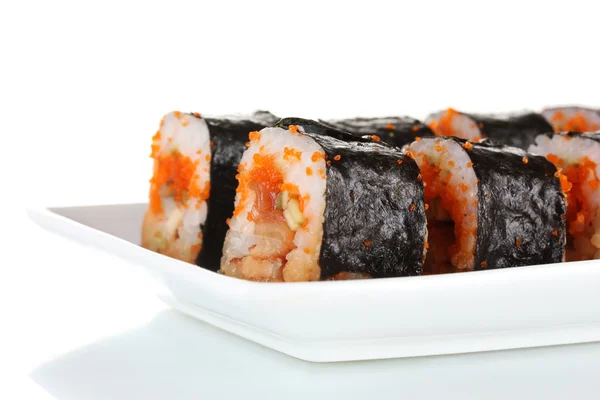 Utsökt sushi på plattan isolerad på vit — Stockfoto