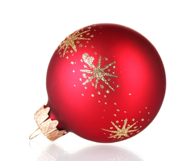 붉은 크리스마스 공들은 흰 배경에 따로 떨어져 있다 — 스톡 사진