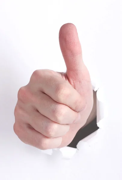 Thump up sinal de mão isolado no branco — Fotografia de Stock