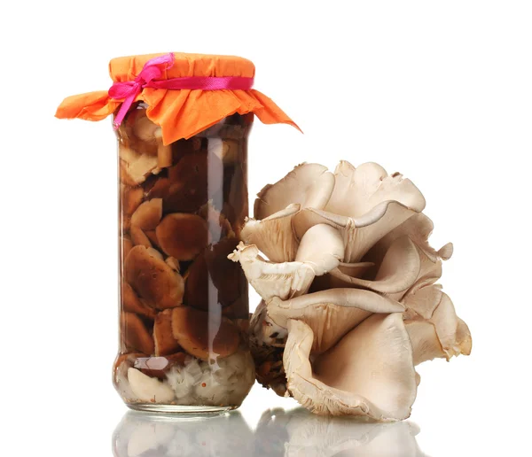 ガラスの瓶、生牡蠣マッシュルーム イゾラでおいしい茸のマリネ — ストック写真