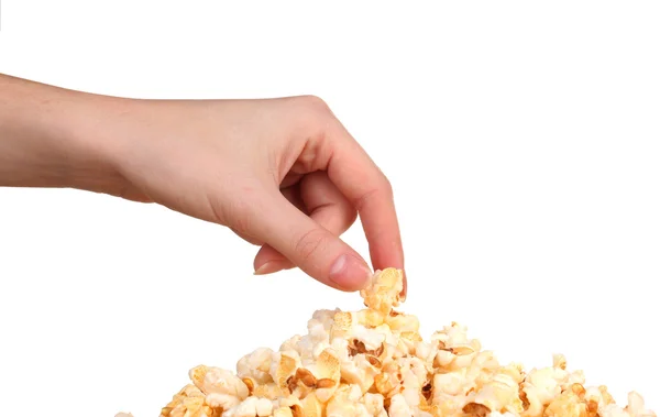 Hand plukken een heerlijke popcorn — Stockfoto