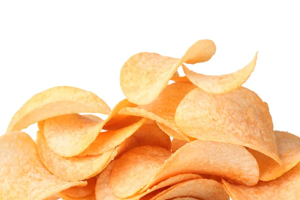 stock image Delicious potato chips isolated on white