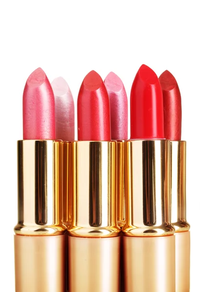 Beautiful lipsticks isolated on white — Stock Photo, Image