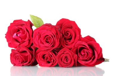 Beautiful bouquet of red roses isolated on white clipart