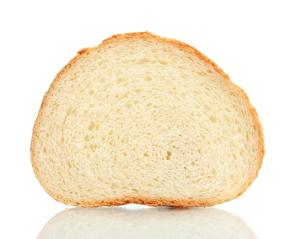 Один ломтик пшеничного хлеба изолирован на белом — стоковое фото