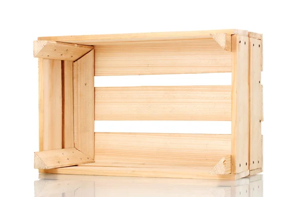 Άδειο ξύλινα κιβώτιο που απομονώνονται σε λευκό — Φωτογραφία Αρχείου