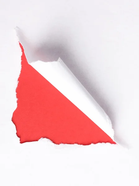 Kırmızı arka plan ile yırtık kağıt — Stok fotoğraf