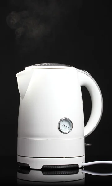 White electric kettle on black — Stock Photo, Image