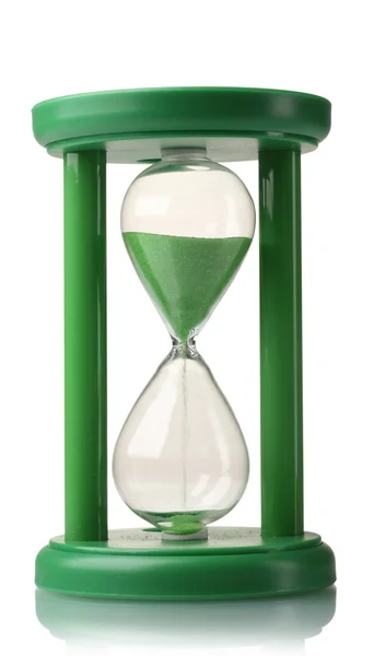 Reloj de arena verde aislado en blanco —  Fotos de Stock