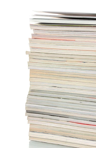 Pila di riviste isolate su bianco — Foto Stock