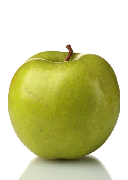 Manzana verde madura aislada en blanco —  Fotos de Stock