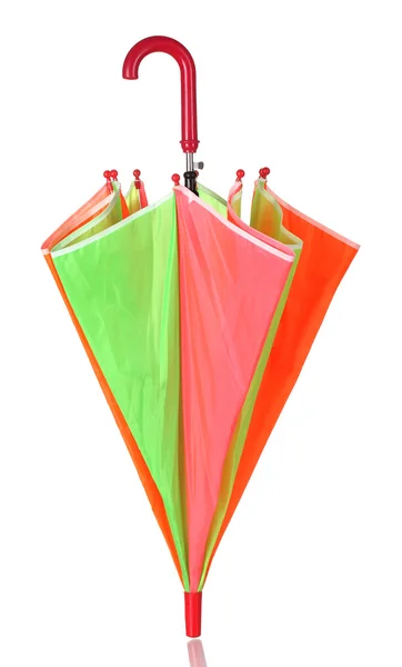 Closed multi-colored umbrella isolated on white — Stock Photo, Image