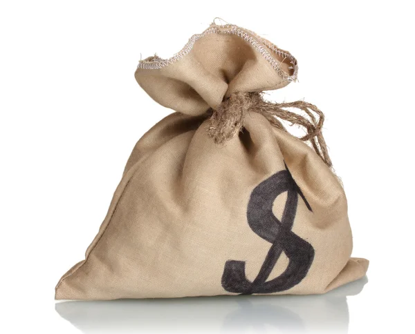 stock image A bag with a dollar sign isolated on white