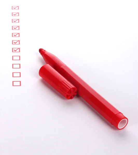 stock image Checklist and red marker isolated on white