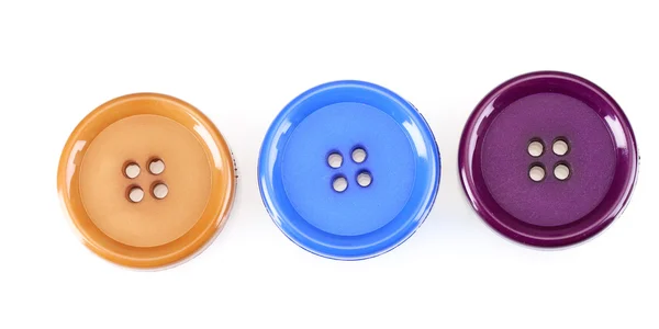 Three sewing buttons isolated on white — Stock Photo, Image
