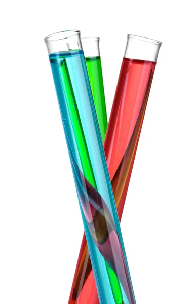 Test-tubes with liquid isolated on white — Stock Photo, Image
