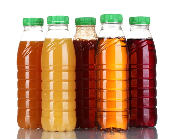 Bottles with juice isolated on background — Stock Photo, Image