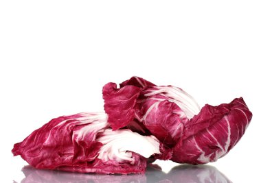 Red cabbage leaves isolated on white