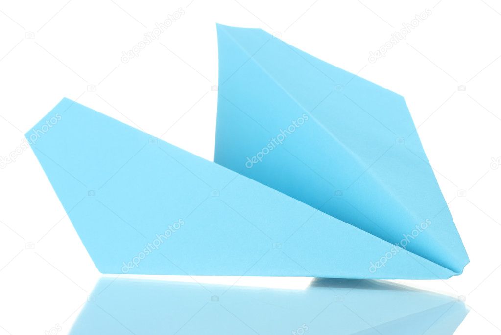 Origami paper airplane isolated on white
