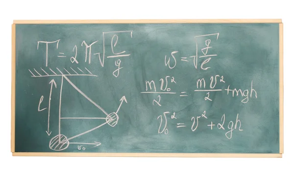 Formulas written on green chalkboard — Zdjęcie stockowe