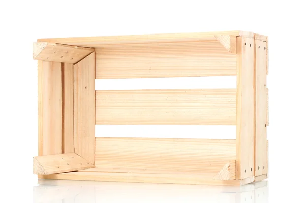 Пустой деревянный ящик изолирован на белом — стоковое фото