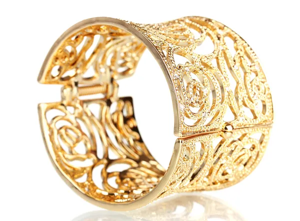 Beautiful gold bracelet isolated on white — Stock Photo, Image