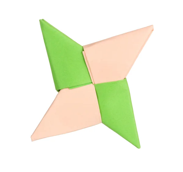 Origami kağıt yıldız üzerinde beyaz izole — Stok fotoğraf