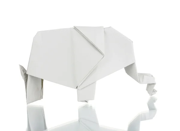 孤立在白色的折纸纸大象 — 图库照片