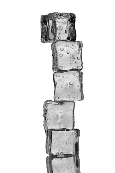 Танення кубиків льоду ізольовані на білому — стокове фото