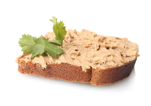 Fresh pate on bread isolated on white — Stock Photo, Image