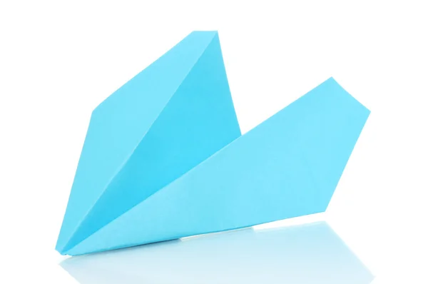 Origami kağıt uçak üzerinde beyaz izole — Stok fotoğraf