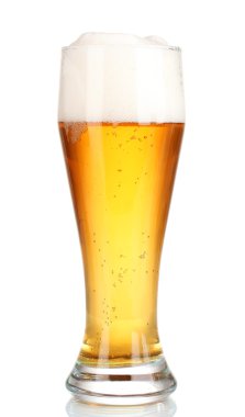 Glass of beer with isolated on white clipart