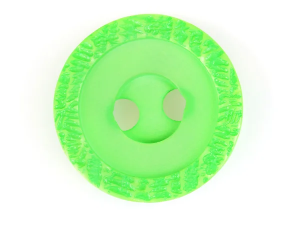 Jasne do szycia zielony przycisk na białym tle — Zdjęcie stockowe