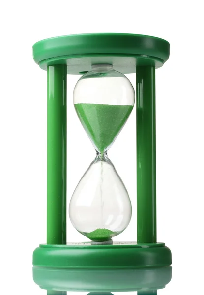 Grönt timglas isolerad på vit — Stockfoto