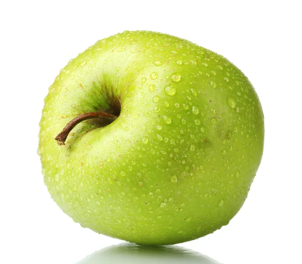 Érett zöld alma elszigetelt fehér — Stock Fotó