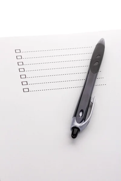 Lista de verificação e fecho da caneta — Fotografia de Stock