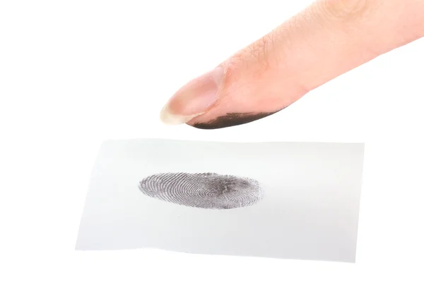 Na białym tle odcisk palca — Zdjęcie stockowe