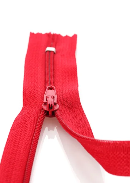 Red zipper closeup — Stock Photo, Image