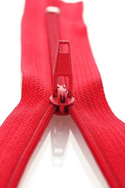 Closeup červená na zip — Stock fotografie