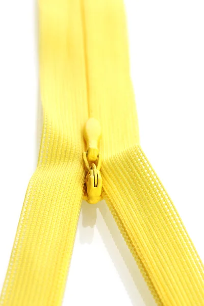 Yellow zipper closeup — Zdjęcie stockowe
