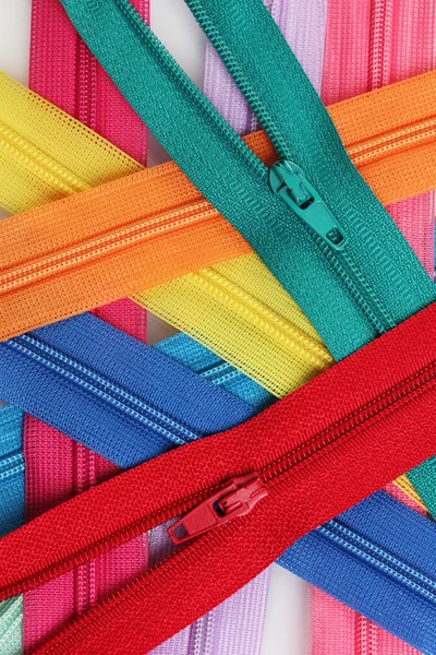 Zipper closeup berwarna-warni — Stok Foto