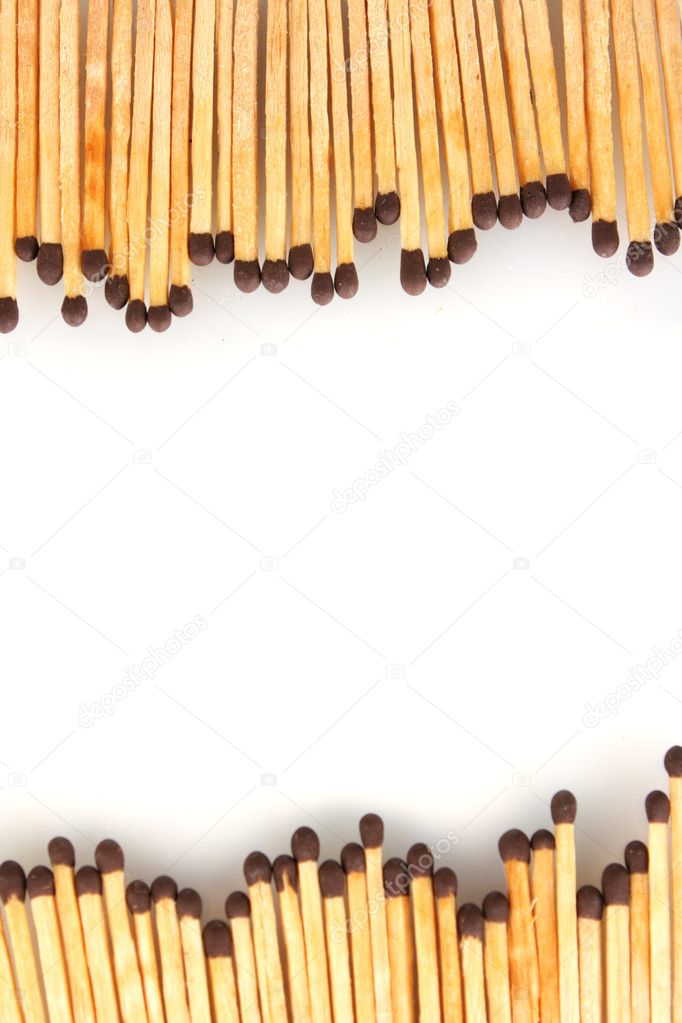 Frame of matches isolated on white