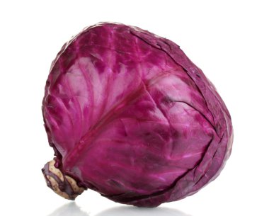 Whole red cabbage isolated on white