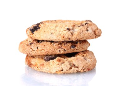 Chocolate chips cookies isolated on white clipart
