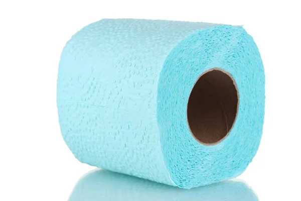 Blue toilet paper isolated on white — Stock Photo, Image