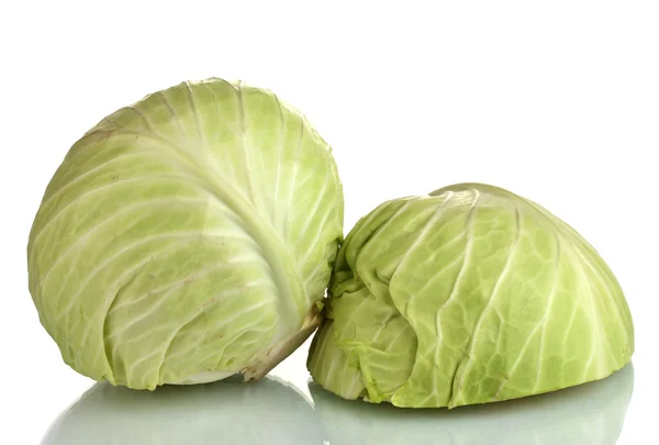 Whole cabbage and half isolated on white — Stock Photo, Image
