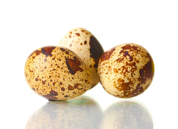 Τρεις ορτύκια αυγά isilated σε λευκό — Φωτογραφία Αρχείου