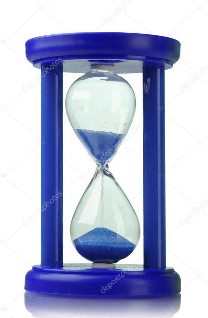 Blue hourglass isolated on white